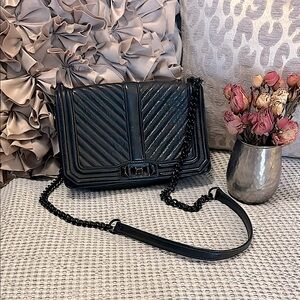 Rebecca Minkoff Black Quilted Leather Minimalist Crossbody Bag